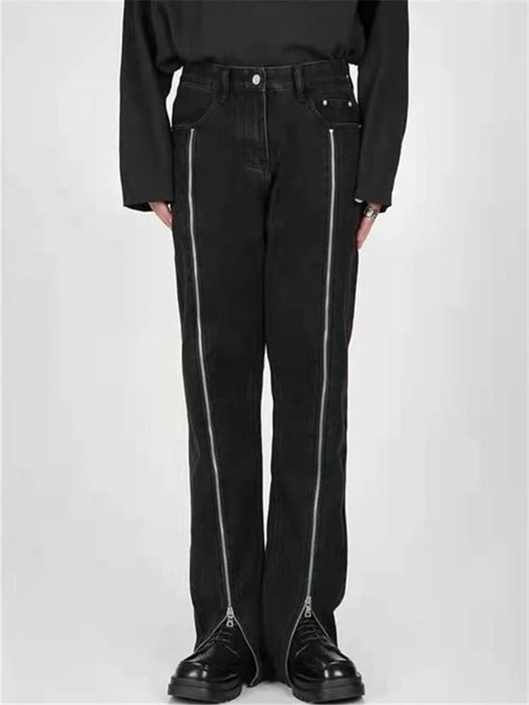 Women’s Plus Size Zipper Design Niche Straight Jeans