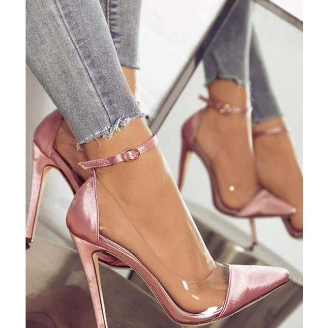 Cotton sandal toe Strap shoes high heels