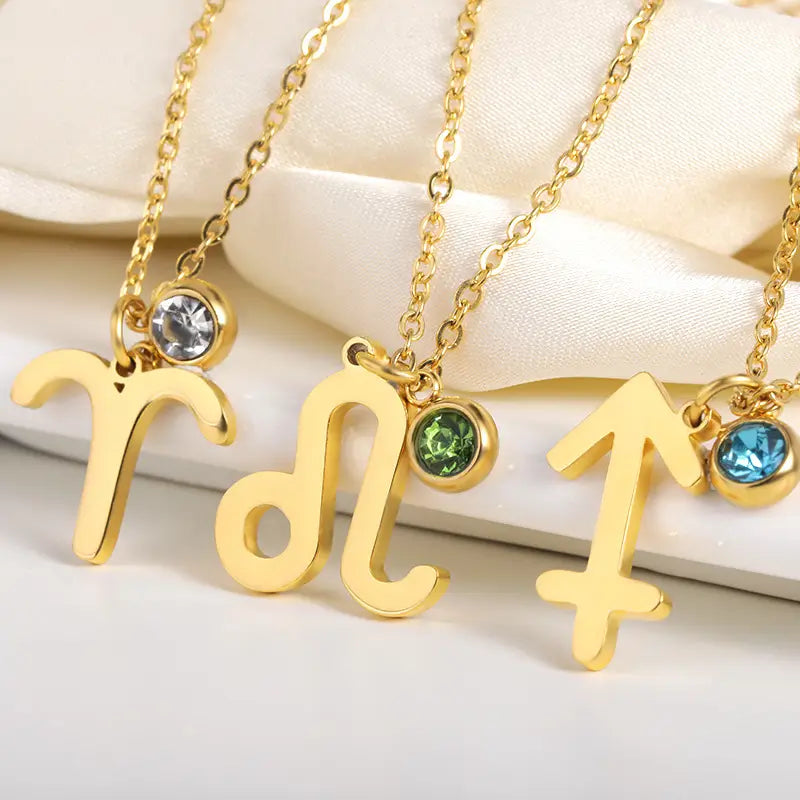 Zodiac Necklace Birthday Stone Necklace For Men And Women