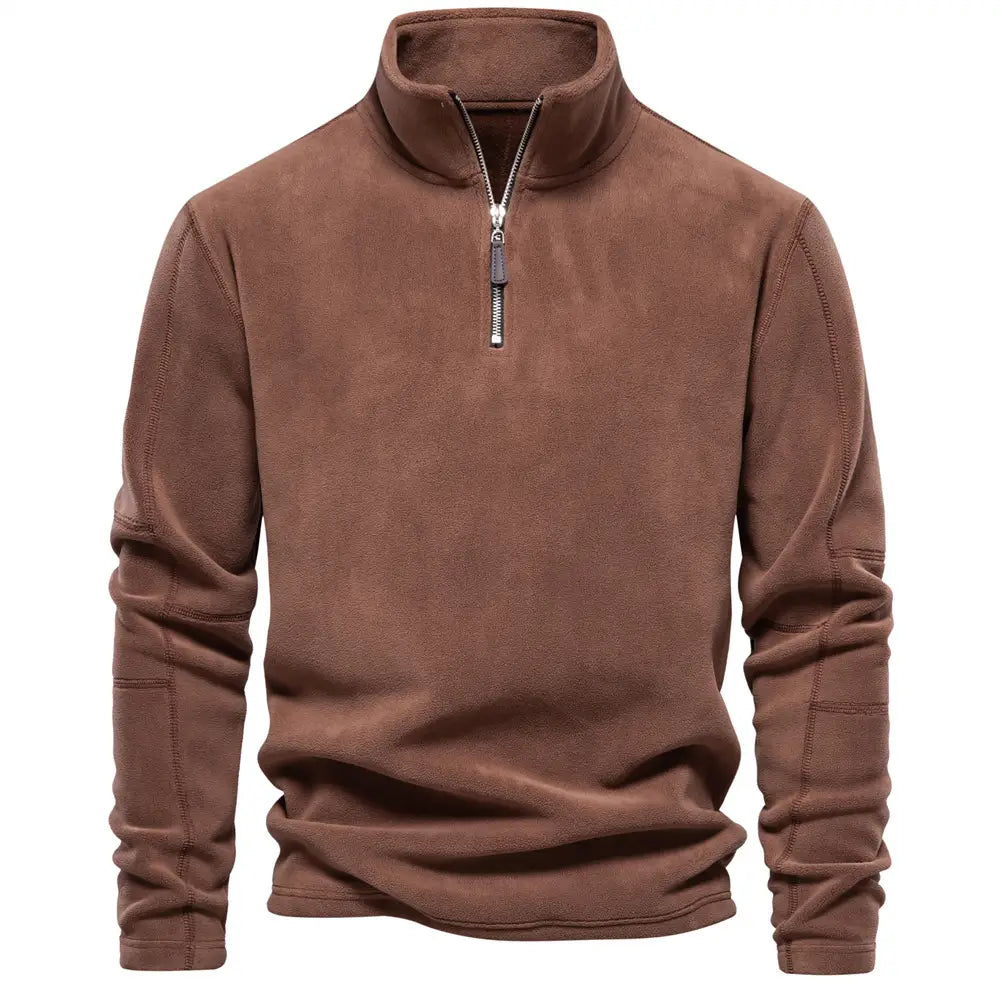 Fashion Personality Stand-collar Zippered Sweatshirt With Fleece Winter Casual Pullover Top Men’s Clothing