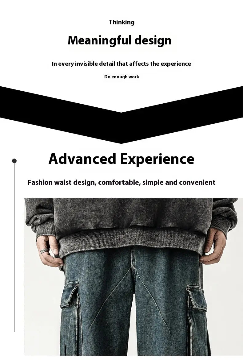 Men’s American Retro Washed Workwear Jeans