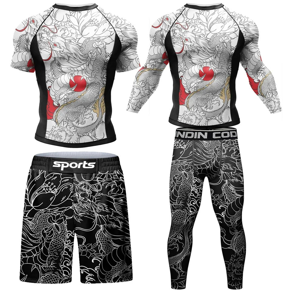 Personalized 3D Printing Quick-drying Stretch Outdoor Workout Clothes Four-piece Set
