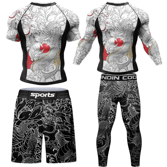 Personalized 3D Printing Quick-drying Stretch Outdoor Workout Clothes Four-piece Set
