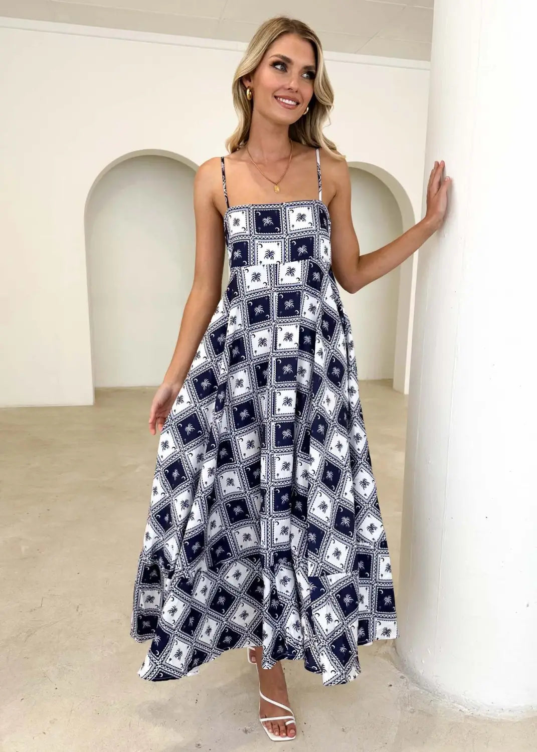 Floral Print Suspender Dress Summer Slim Fit Long Dresses For Womens Clothing
