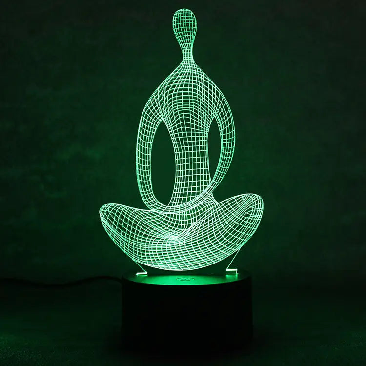 Yoga LED Meditation Of Acrylic Night Light Bedroom Illusion Lamp Livingroom Bedside Decor 3D 7 Color Changing