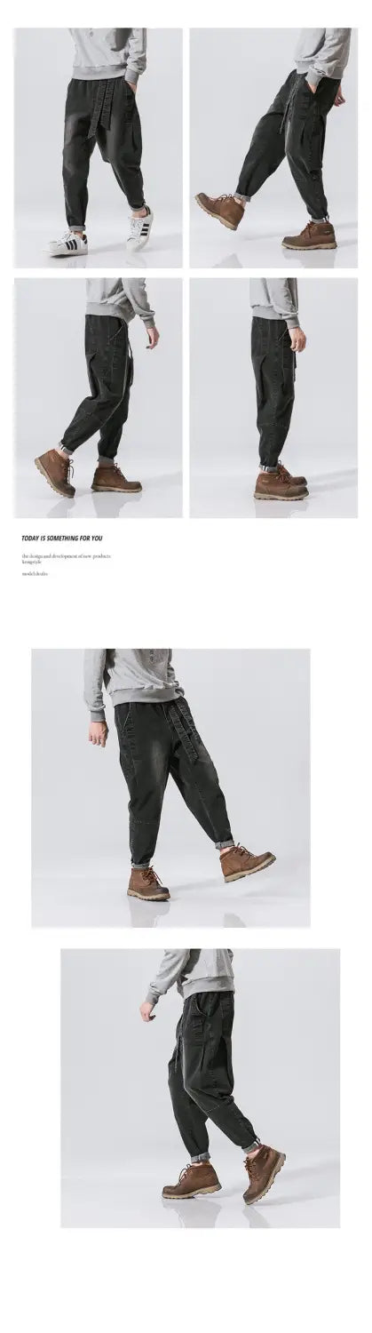 Retro Loose Denim Trousers Fashion Plus Size Men