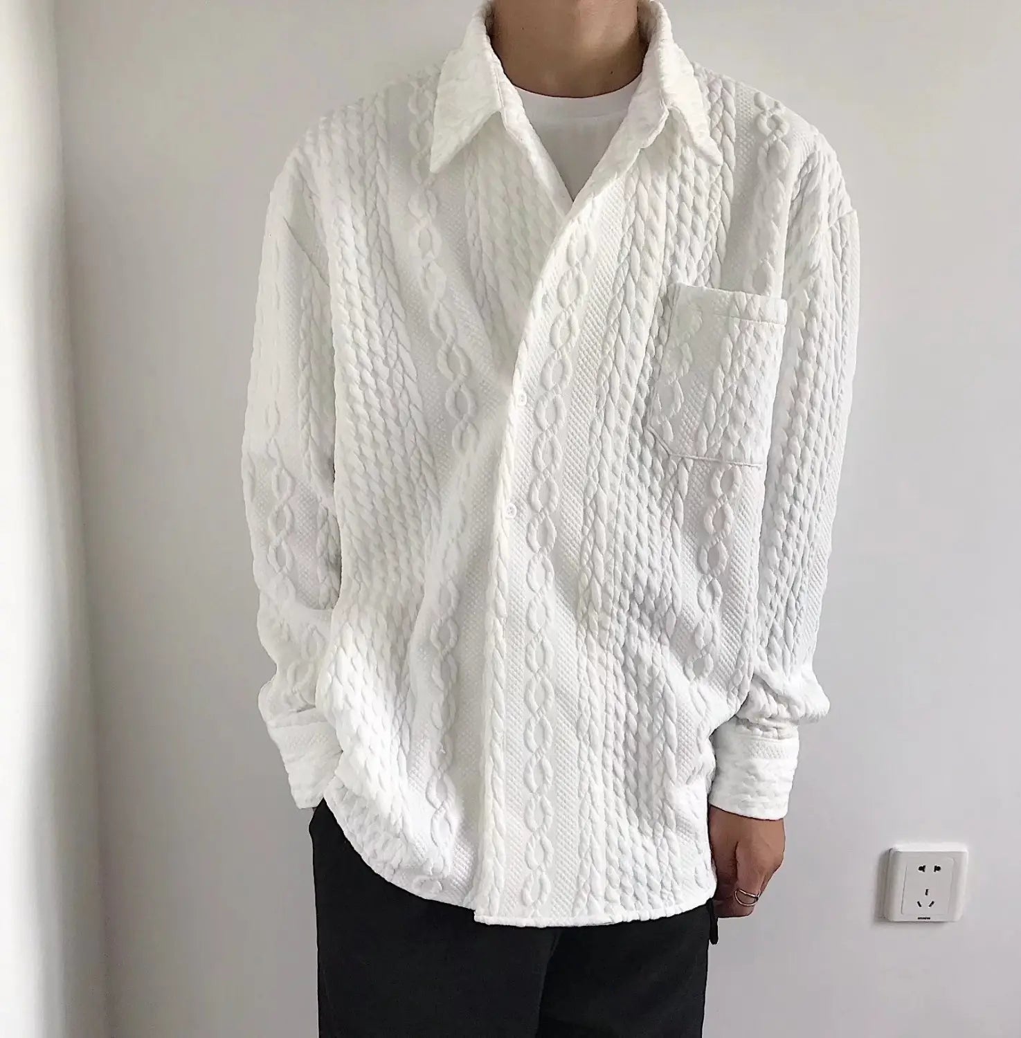 Japanese Hemp Pattern Shirt Men’s Long Sleeve Autumn And Winter Leisure Coat
