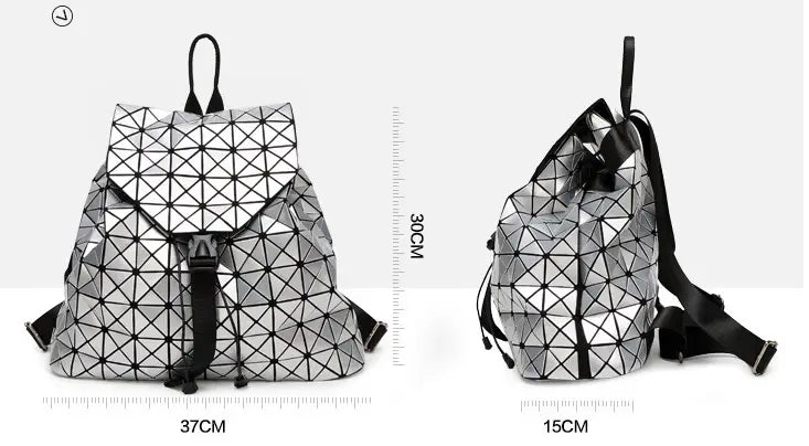 Luminous Geometric Plaid Sequin Female Backpacks