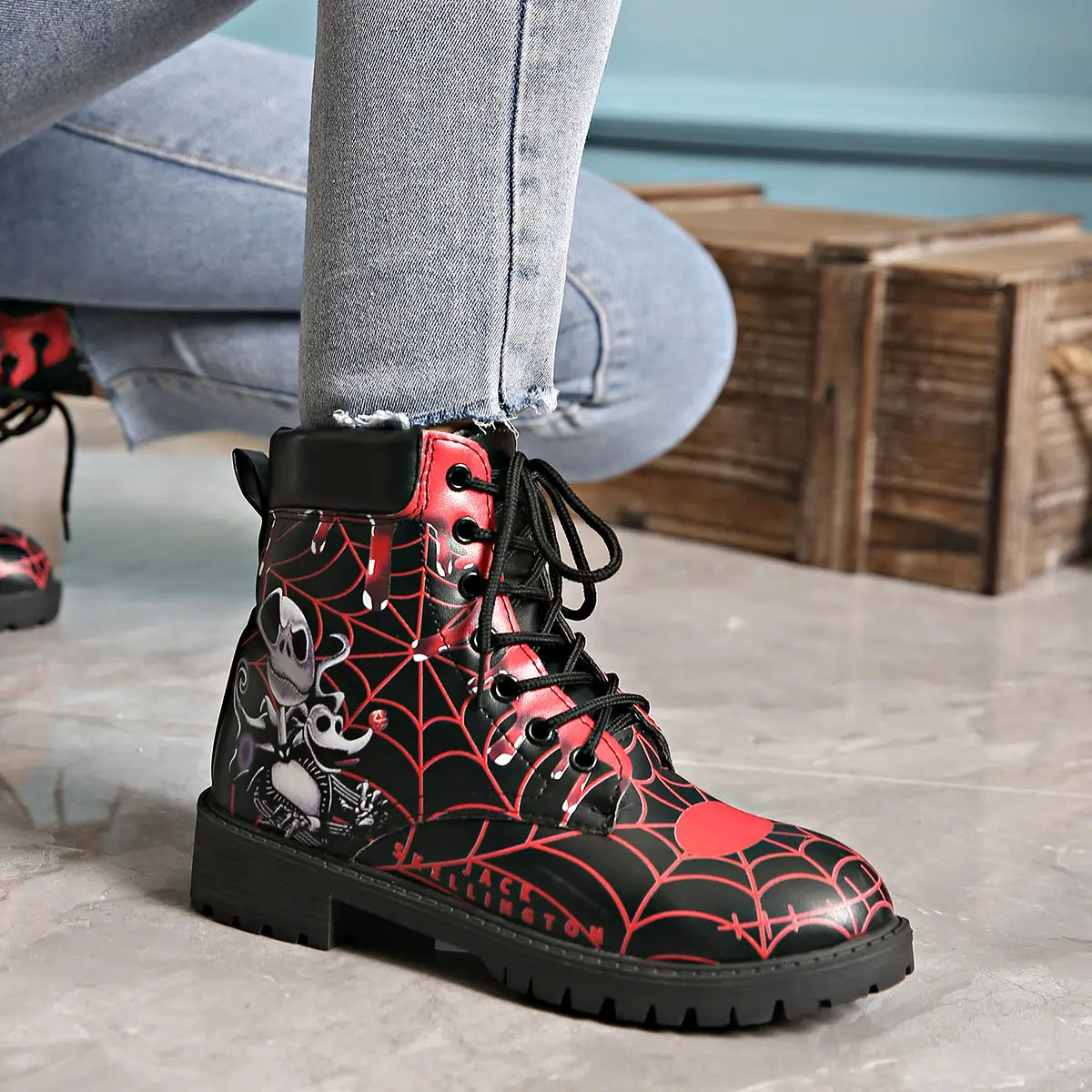 Printed short boots for women