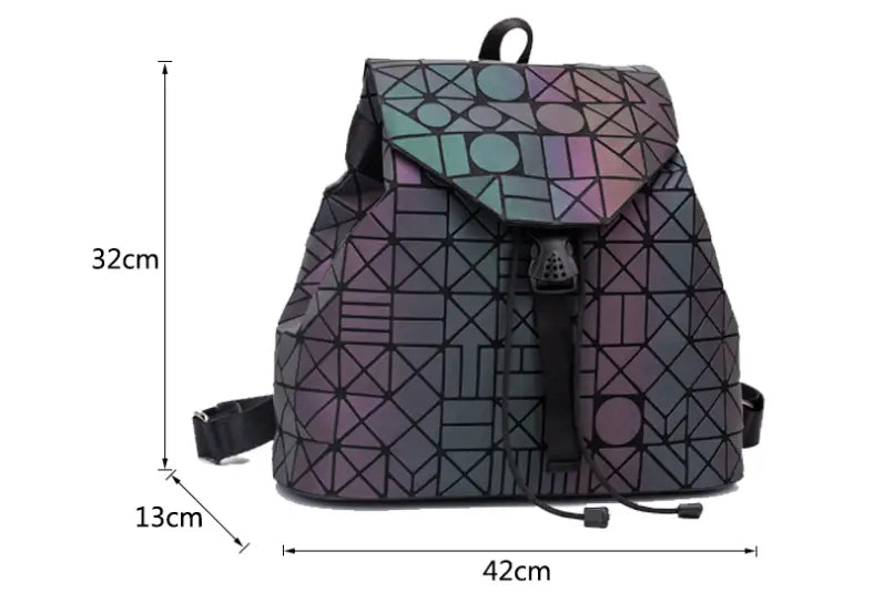 Luminous Geometric Plaid Sequin Female Backpacks