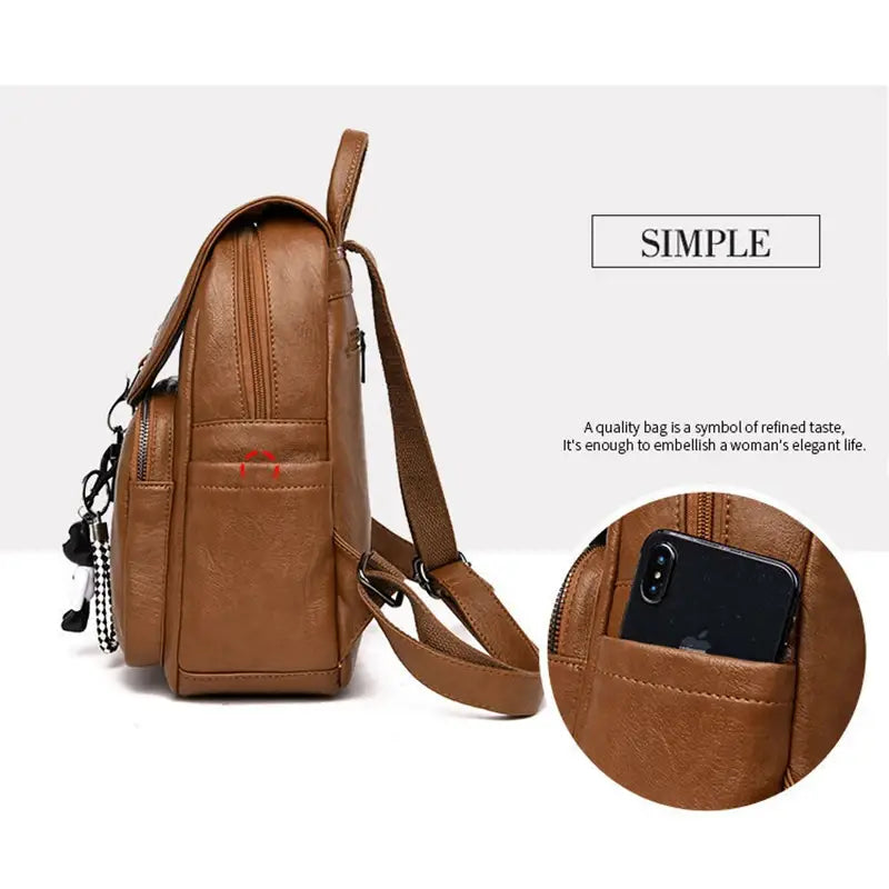 Pu Leather Vintage Ladies Backpack