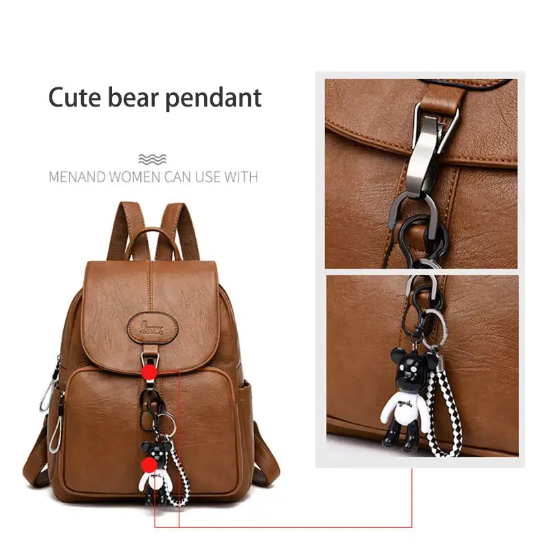 Pu Leather Vintage Ladies Backpack