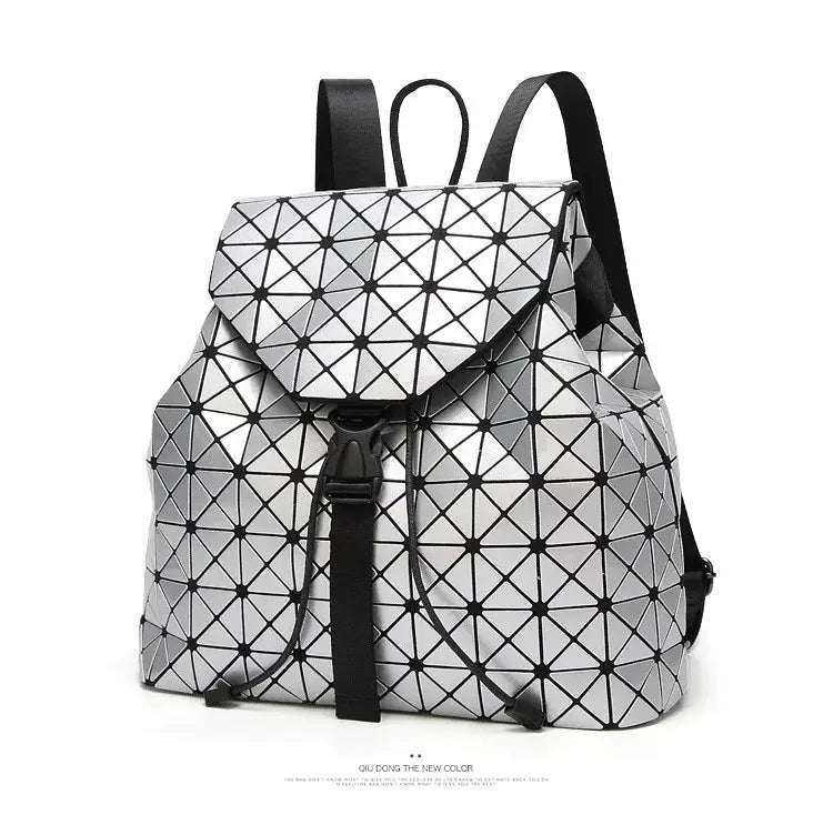 Luminous Geometric Plaid Sequin Female Backpacks