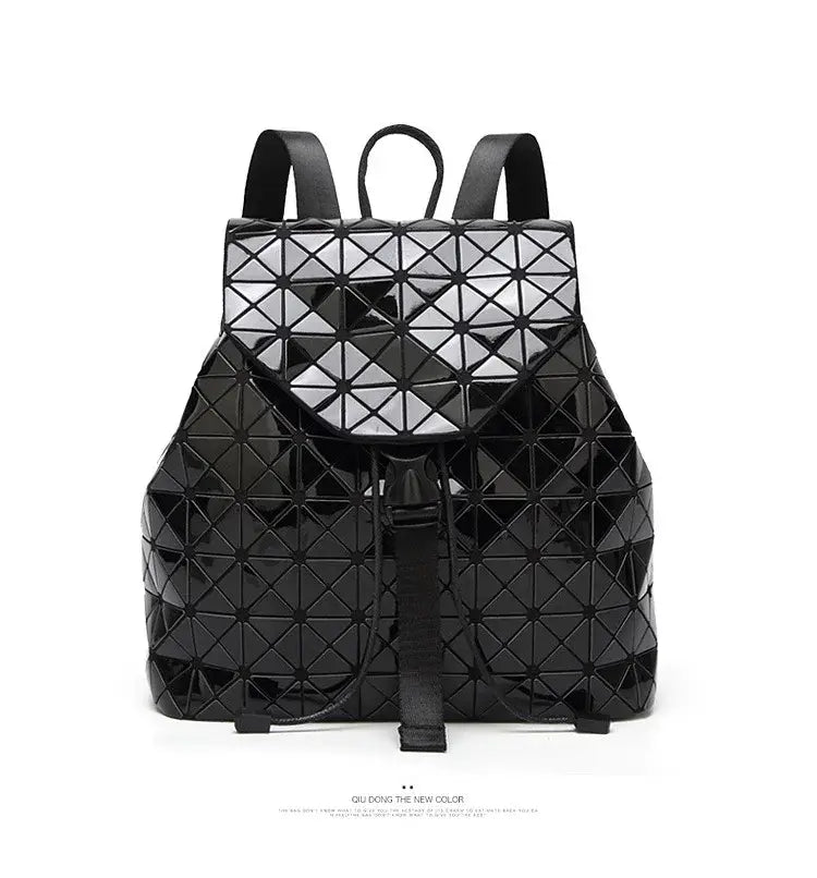 Luminous Geometric Plaid Sequin Female Backpacks