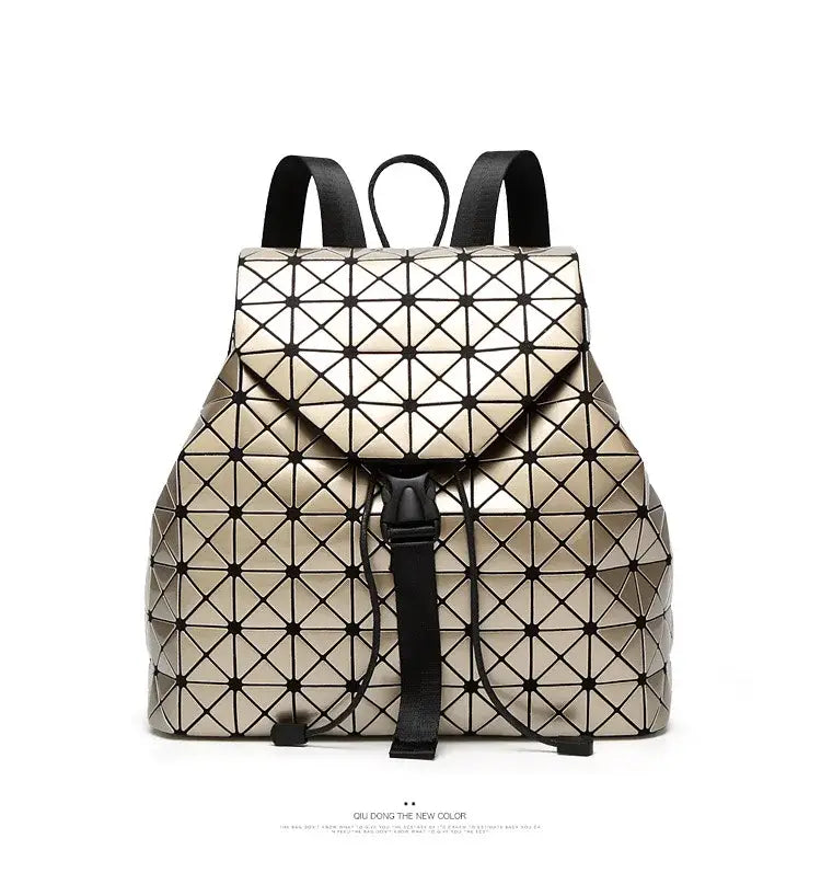 Luminous Geometric Plaid Sequin Female Backpacks