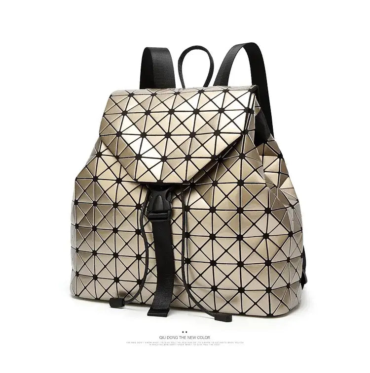 Luminous Geometric Plaid Sequin Female Backpacks