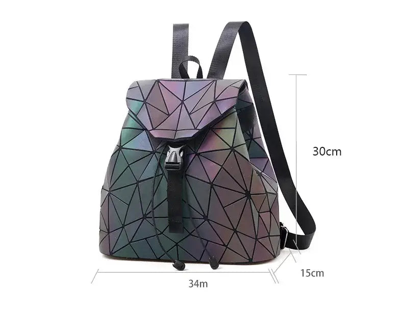 Luminous Geometric Plaid Sequin Female Backpacks