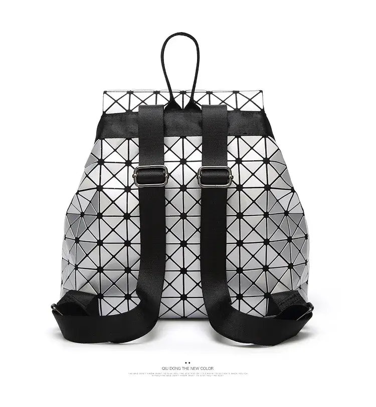 Luminous Geometric Plaid Sequin Female Backpacks