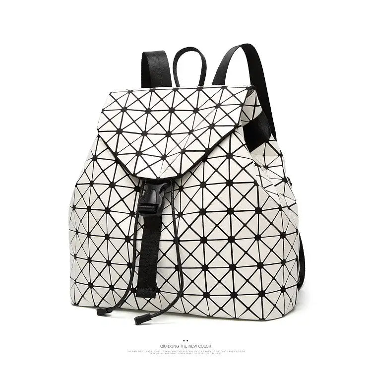 Luminous Geometric Plaid Sequin Female Backpacks