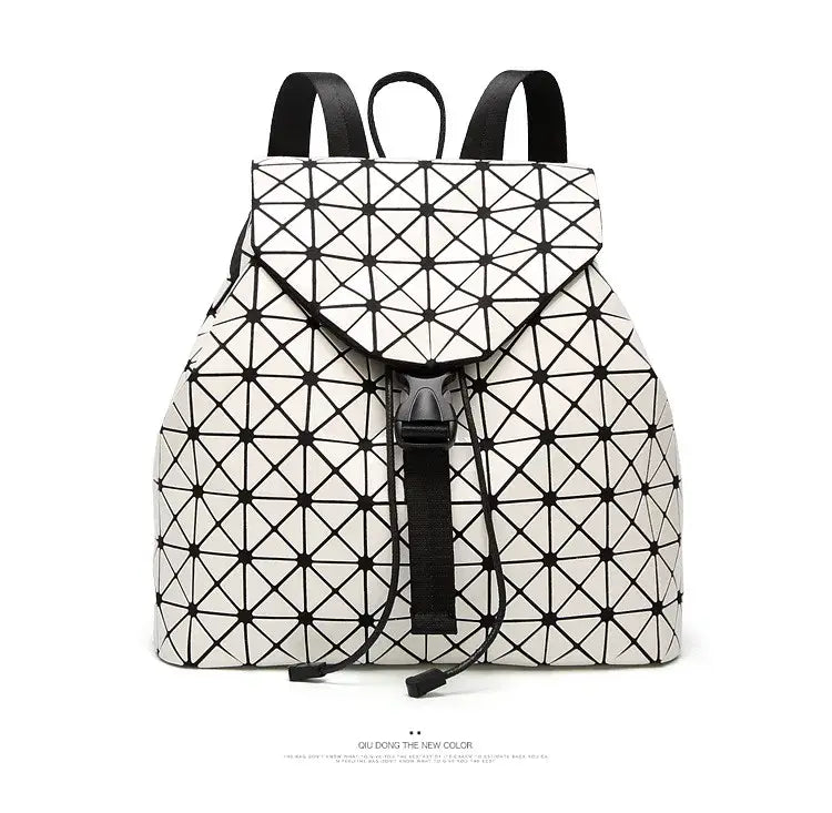 Luminous Geometric Plaid Sequin Female Backpacks
