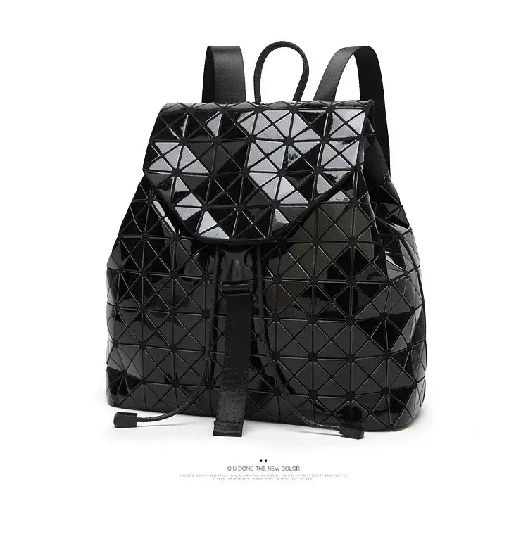 Luminous Geometric Plaid Sequin Female Backpacks