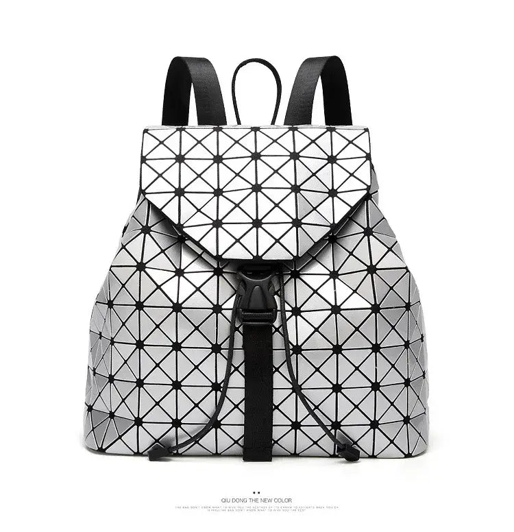 Luminous Geometric Plaid Sequin Female Backpacks