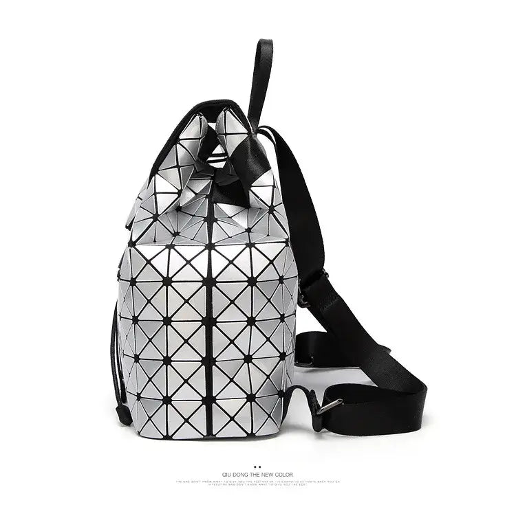 Luminous Geometric Plaid Sequin Female Backpacks