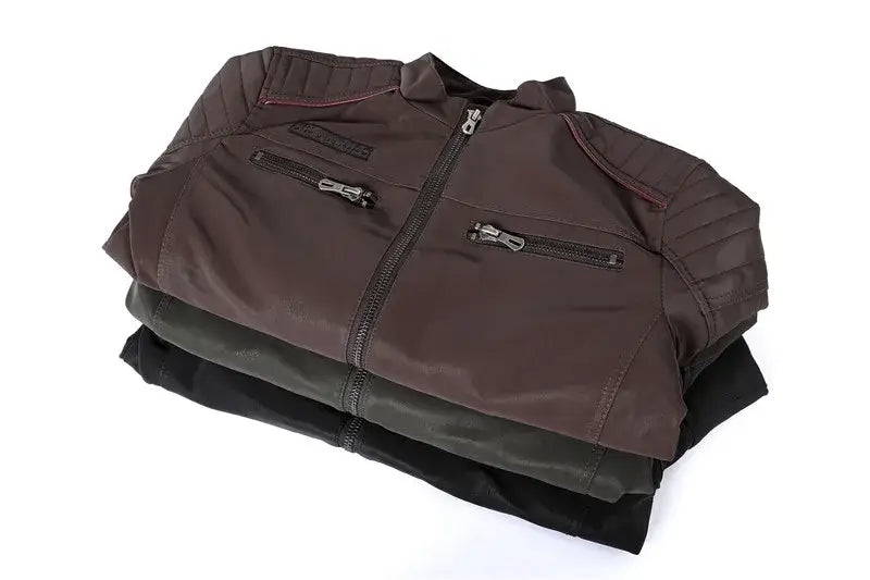 Men Fashion Pu Leather Jackets Coats