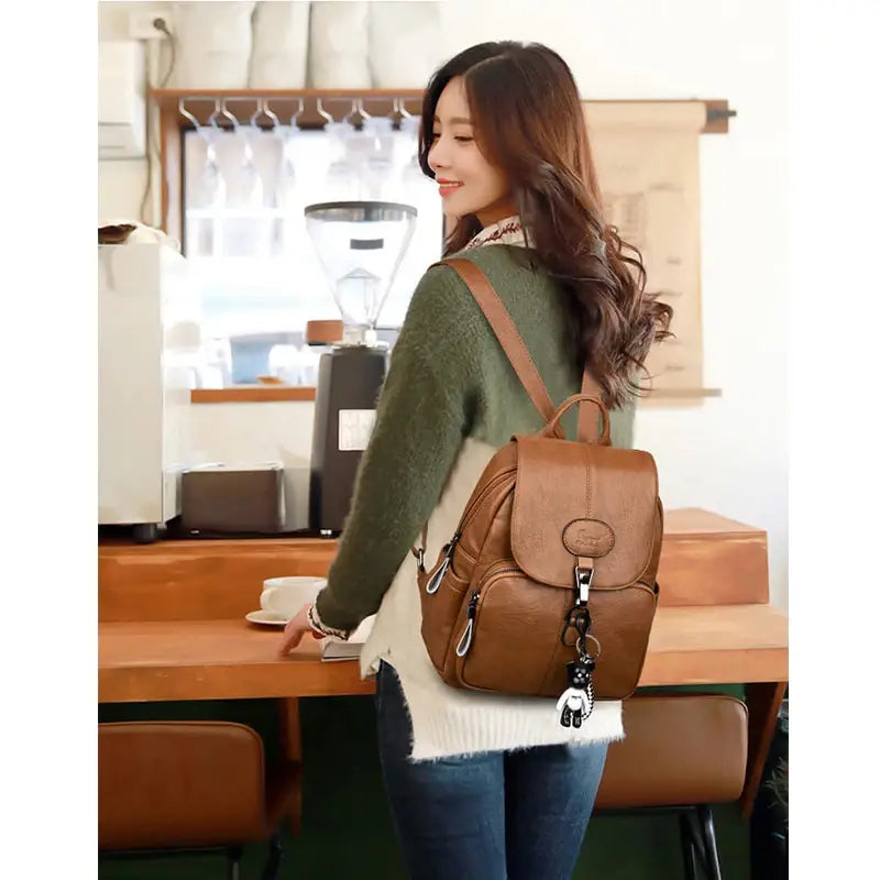 Pu Leather Vintage Ladies Backpack