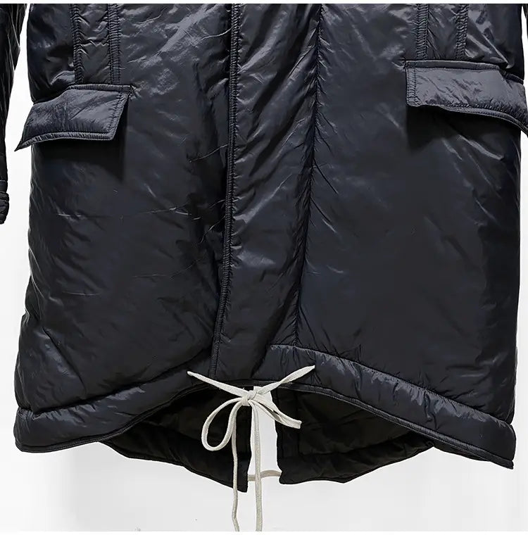 Long Lace Up Hoodie With Cotton Thick Trench Coat For Men And Women