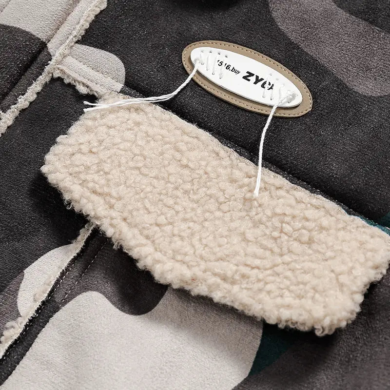 Winter New Camouflage Fleece Lapel Cotton Coat For Men