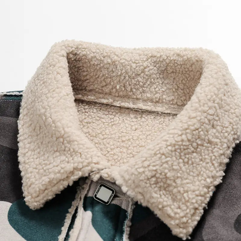 Winter New Camouflage Fleece Lapel Cotton Coat For Men