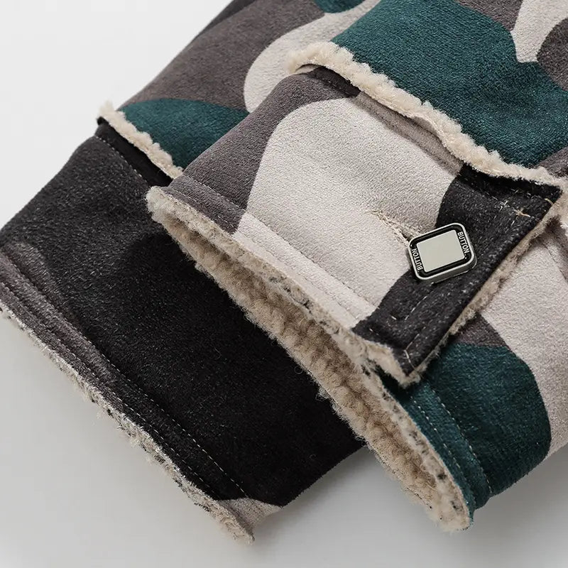 Winter New Camouflage Fleece Lapel Cotton Coat For Men