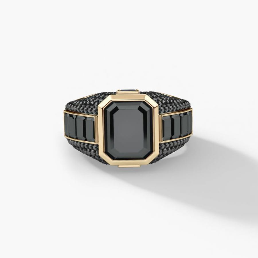Men’s Simple Alloy Inlaid Zircon Ring