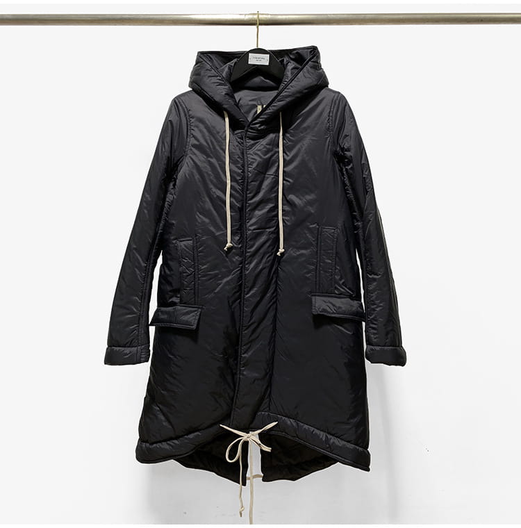 Long Lace Up Hoodie With Cotton Thick Trench Coat For Men And Women