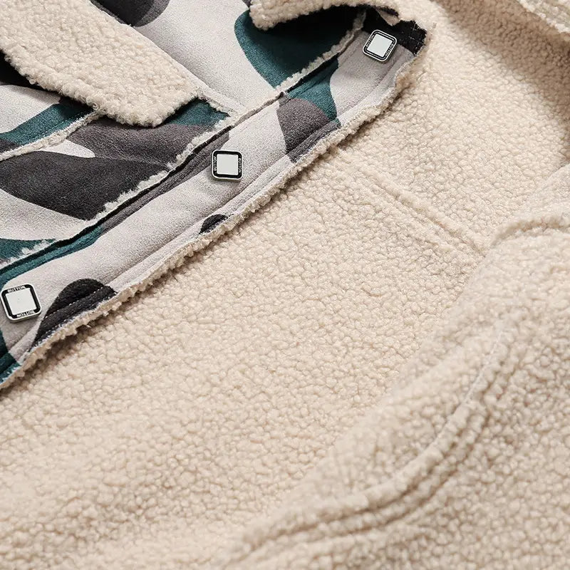 Winter New Camouflage Fleece Lapel Cotton Coat For Men