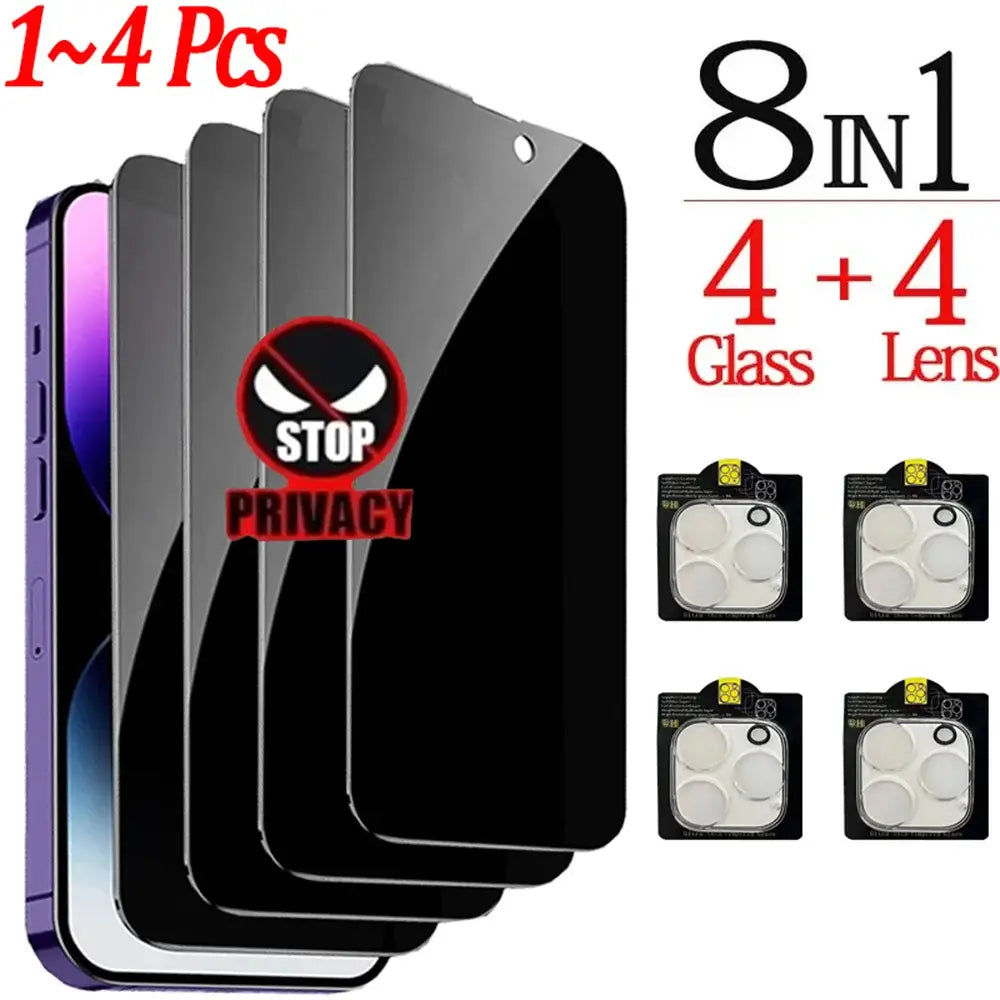 Anti-Spy Glass For iPhone 15 14 13 Pro Max Privacy Screen Protectors & Camera Protection Film For iPhone15 12 11 Pro