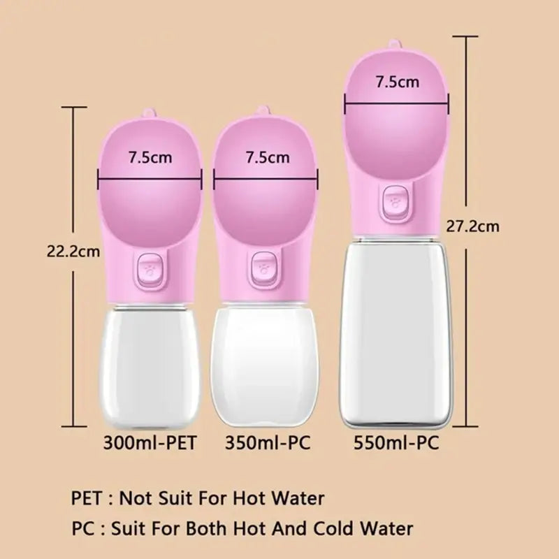 Portable Dog Water Bottle For Small Large Dogs Cat Outdoor Leakproof Walking Drinking Bowls Chihuahua French Bulldog