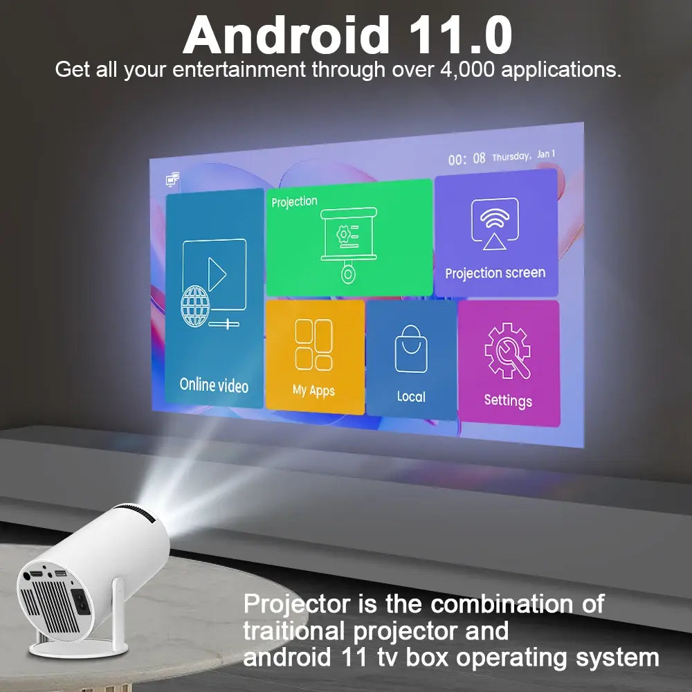 Magcubic Projector HY300 PRO 4K Android 11 Dual Wifi6 260ANSI Allwinner H713 BT5.0 1080P 1280*720P Home Cinema Outdoor
