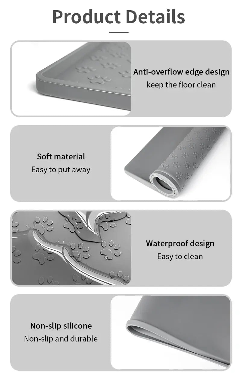 Pet Placemat Dog Food bowl Mat Cat Feed Mat Cat Dog Drinking Feeding Placemat Silicone Waterproof Pet Bowl Pad Feeder