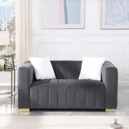 A Modern Channel Sofa Take On A Traditional Chesterfield,Grey Color,loveseater - 5
