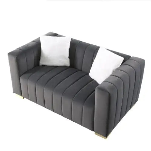 A Modern Channel Sofa Take On A Traditional Chesterfield,Grey Color,loveseater - 5