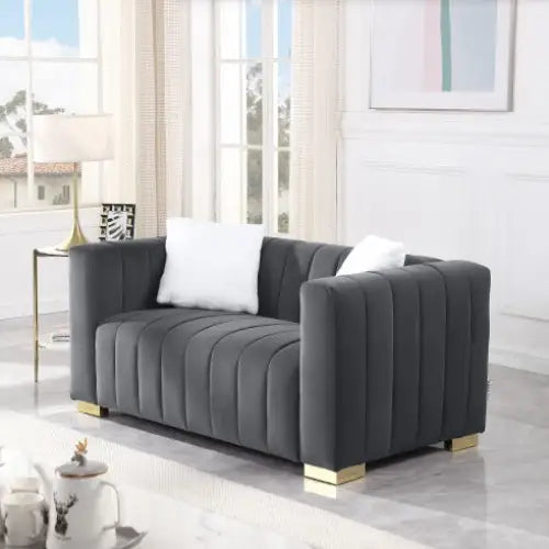 A Modern Channel Sofa Take On A Traditional Chesterfield,Grey Color,loveseater - 5