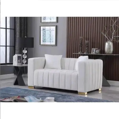 A Modern Channel Sofa Take On A Traditional Chesterfield,Grey Color,loveseater - White - 5