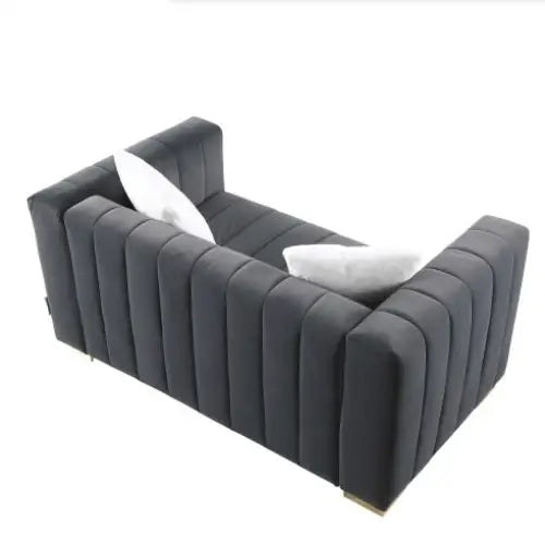A Modern Channel Sofa Take On A Traditional Chesterfield,Grey Color,loveseater - 5