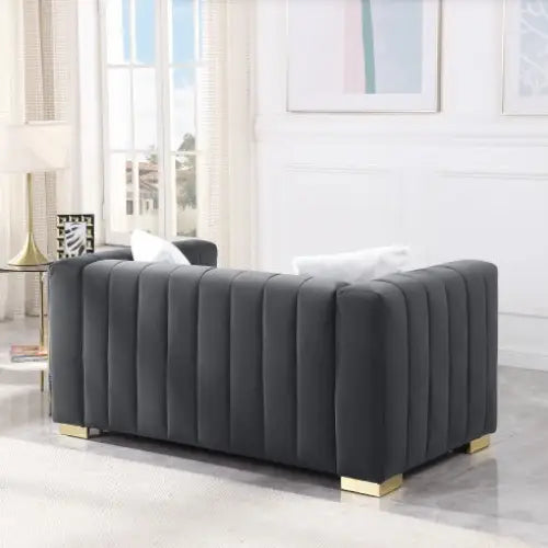 A Modern Channel Sofa Take On A Traditional Chesterfield,Grey Color,loveseater - 5