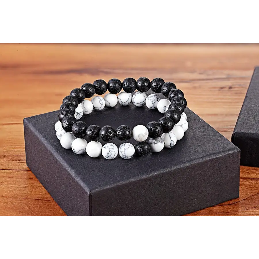 A Set Of Couple Bracelets Natural Stone Yoga Beaded Bracelets - Beyond Trends Hub 