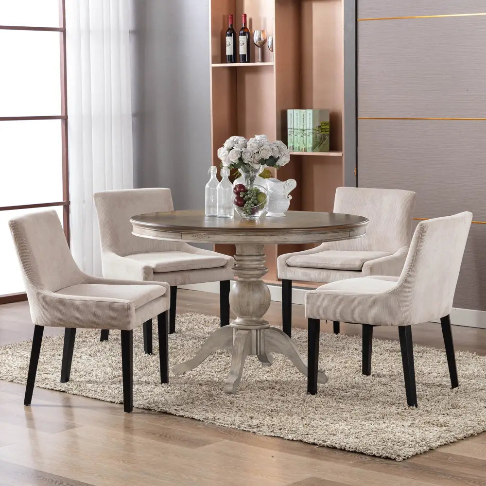 A Set Of Two Modern Dining Chairs - Beige - 5