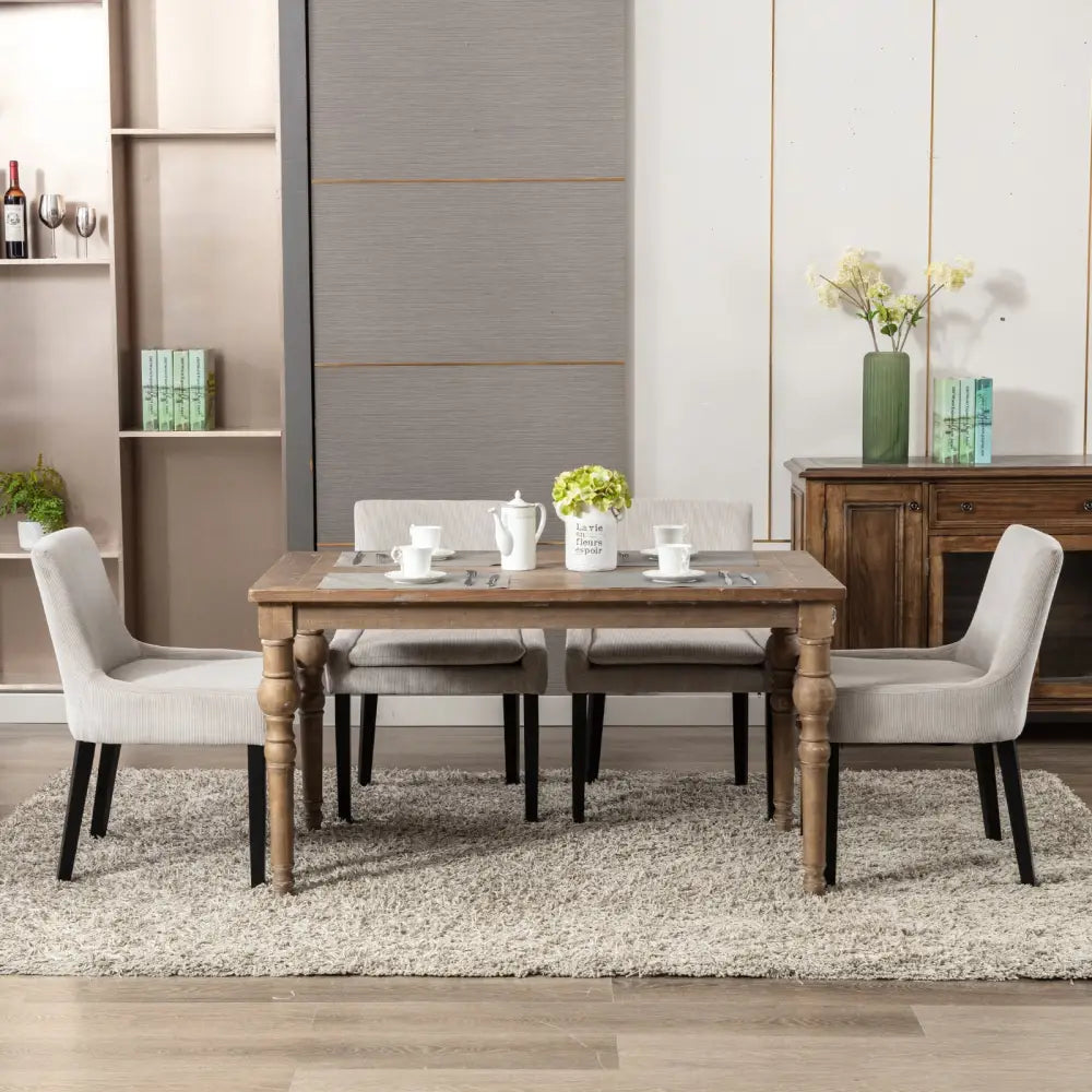 A Set Of Two Modern Dining Chairs - Beige - 5