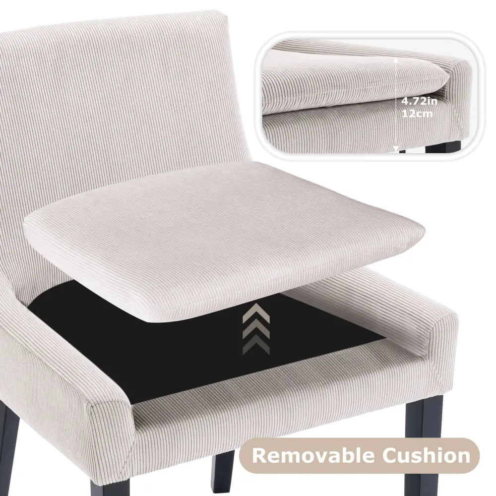 A Set Of Two Modern Dining Chairs - Beige - 5